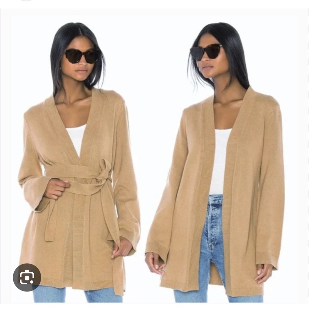 House of Harlow 1960 Camel/Tan Belted Long Cardigan